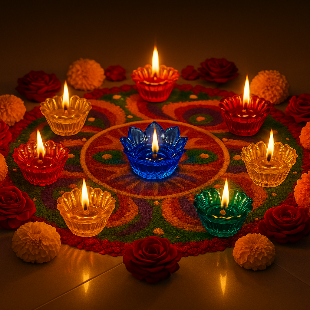 3D REFLECTIVE DIYA SET- FESTIVAL DIWALI DECOR